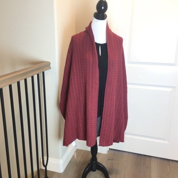 NWT Cable Knit Muffler Blanket Scarf Earthy Rust SIGRID OLSEN - Picture 2 of 6